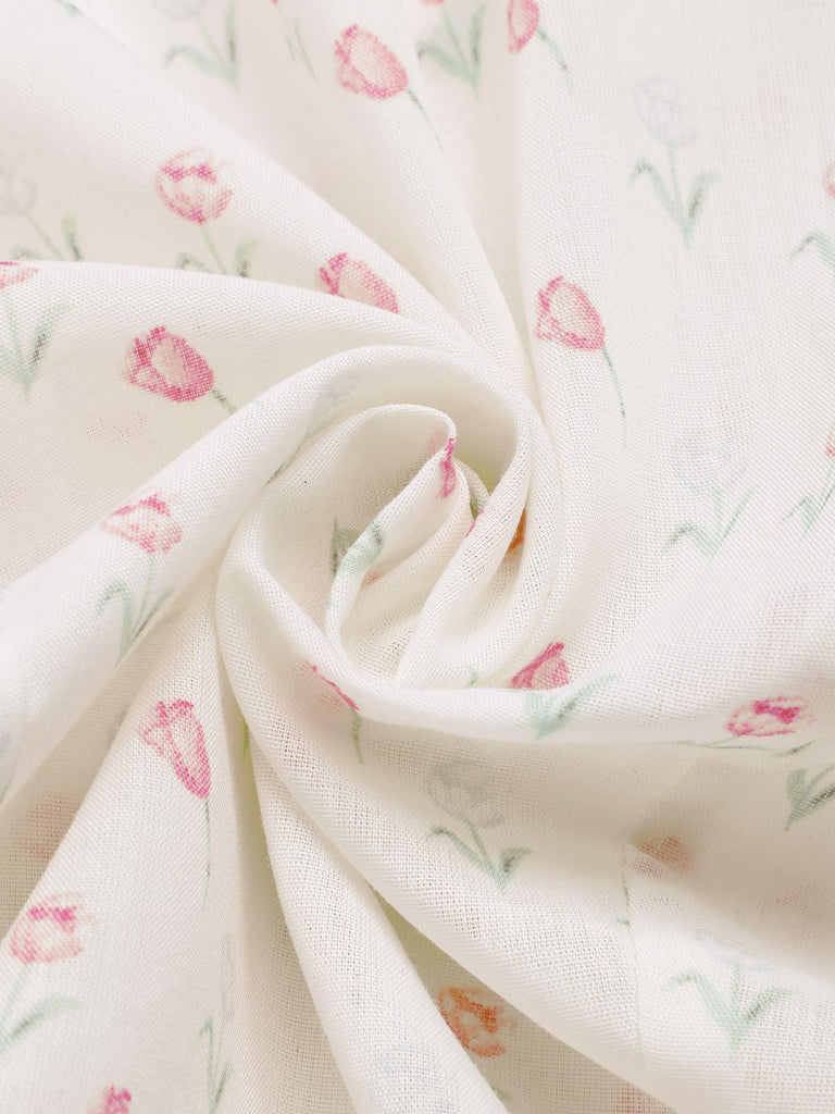 [Prévente] 2PCS chemisie tulipe rose et pantalon à boutons années 50