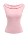 [Prévente] Haut rose uni sans manches à col bateau années 1950
