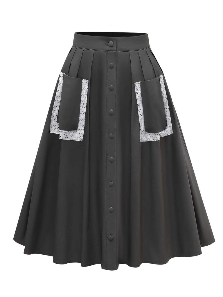 [Prévente] Jupe plissée en coton à pois et poches années 1950