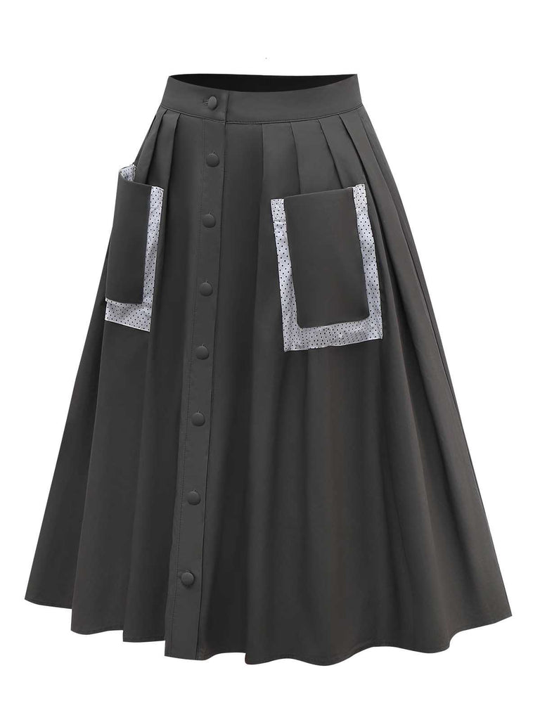 [Prévente] Jupe plissée en coton à pois et poches années 1950