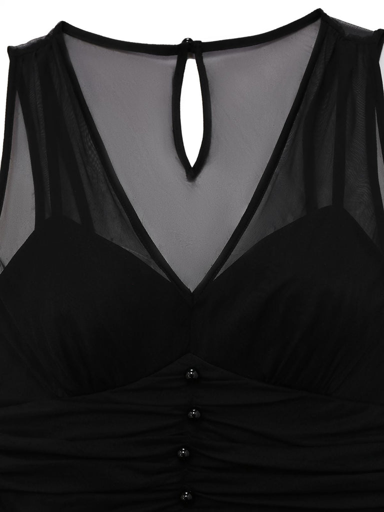 [Prévente] Combinaison noire patchwork plissée en maille années 1930