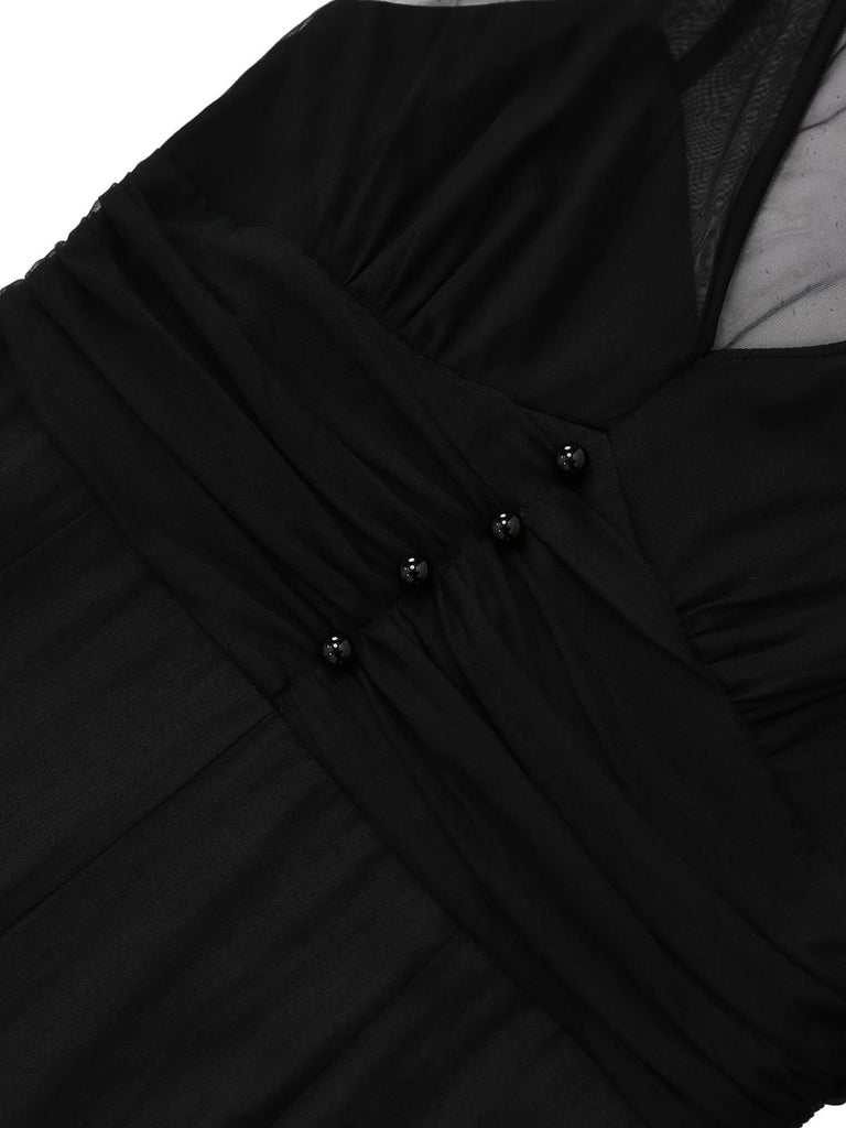 [Prévente] Combinaison noire patchwork plissée en maille années 1930