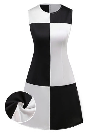 Robe bloc de couleur noire et blanche années 1960