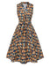 [Prévente] Robe multicolore lacets et imprimé bibliothèque années 1950