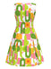 [Prévente] Robe droite verte géométrique à col rond années 1960