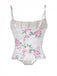 Haut corset rose à bretelles spaghetti florales des années 1950