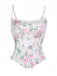 Haut corset rose à bretelles spaghetti florales des années 1950