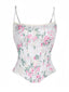 Haut corset rose à bretelles spaghetti florales des années 1950