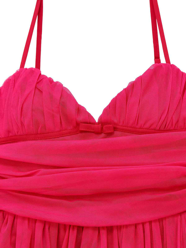 Robe en maille froncée col en v profond des années 1950