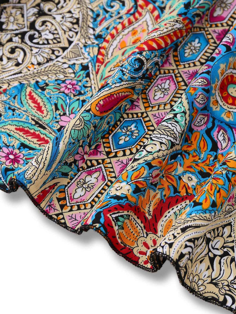 Robe multicolore bohème cachemire fleur années 1970