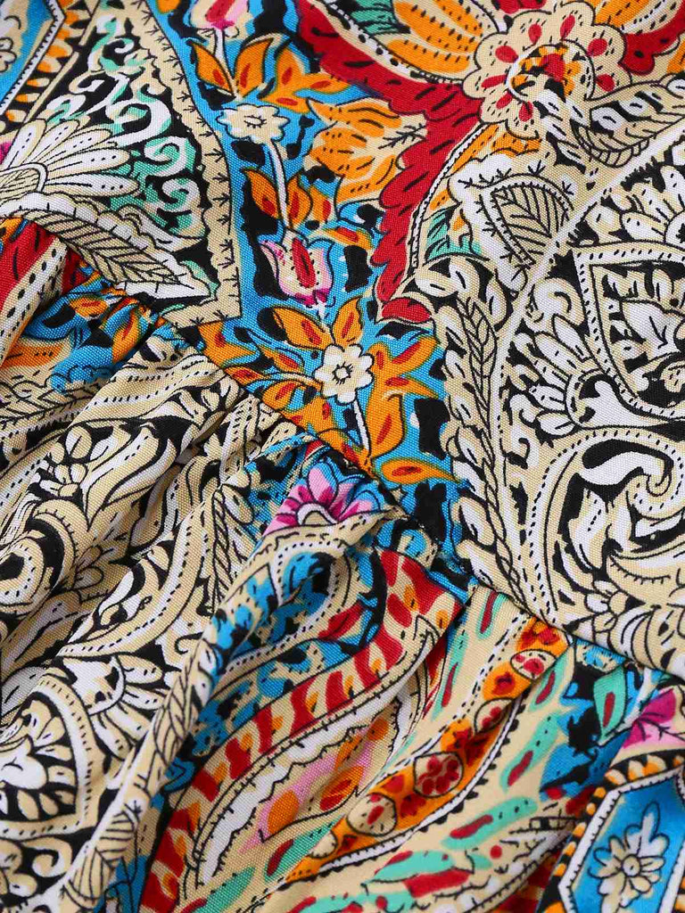 Robe multicolore bohème cachemire fleur années 1970