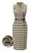 [Prévente] Robe à carreaux boutonnée à revers vert pois des années 1960