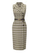[Prévente] Robe à carreaux boutonnée à revers vert pois des années 1960