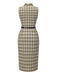 [Prévente] Robe à carreaux boutonnée à revers vert pois des années 1960