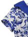 [Prévente] Robe bleue col noué et revers motif feuilles des années 1940
