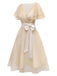 [Prévente] Robe de cocktail champagne en tulle satiné années 1950