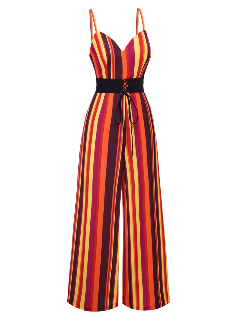 [Prévente] Combinaison rayée style hippie ceinture années 1950