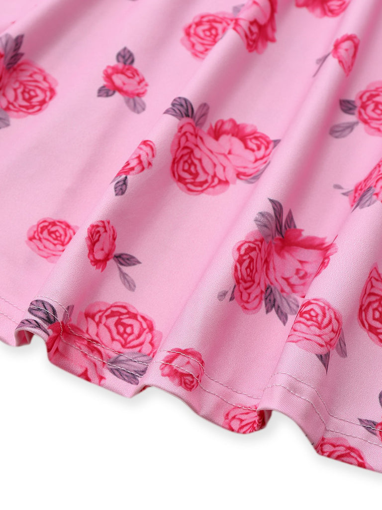 Robe queue de poisson à col bénitier rose années 1930