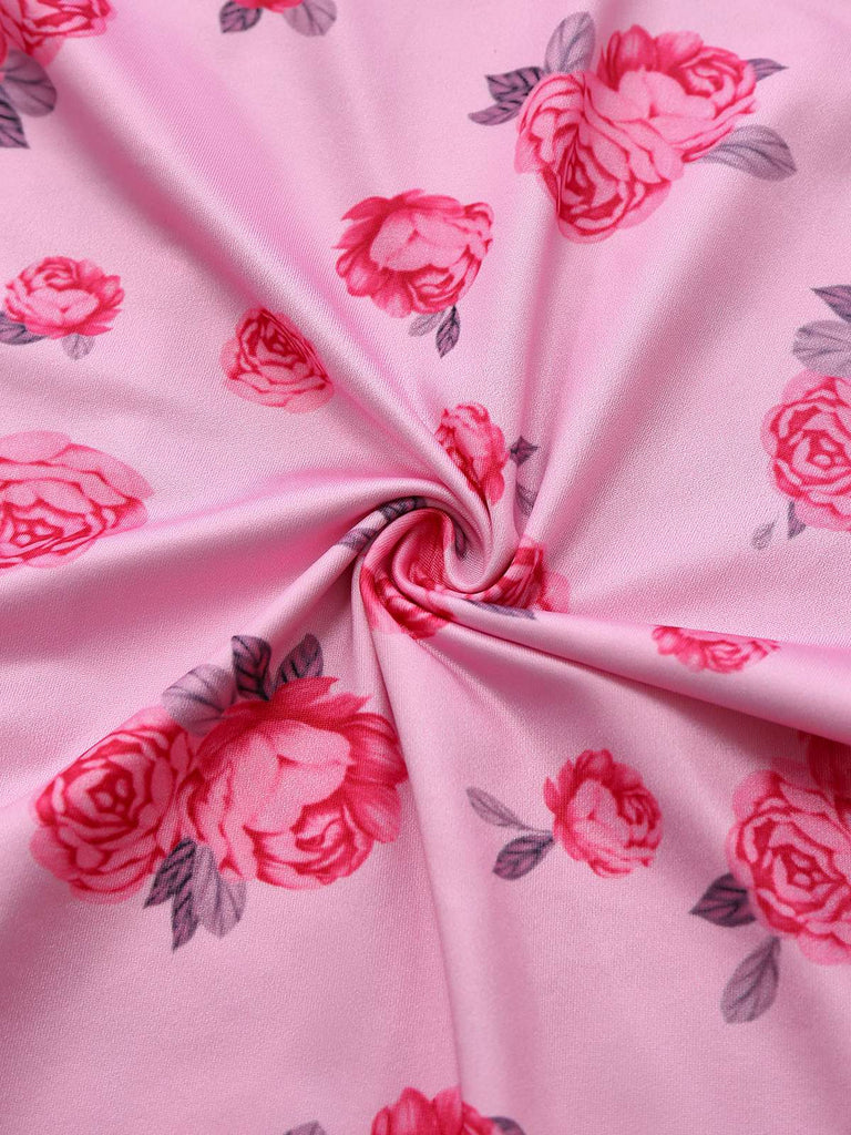 Robe queue de poisson à col bénitier rose années 1930