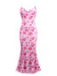 Robe queue de poisson à col bénitier rose années 1930