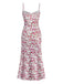 Robe blanche à petites fleurs nuisette fenduedes années 1940