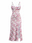 Robe blanche à petites fleurs nuisette fenduedes années 1940