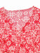 Robe portefeuille fleurie bohème rouge des années 1940