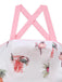 Robe rose à bretelles lacets dans le dos imprimé tropical années 1960