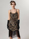 Robe à bretelles spaghetti et pompons pailletés des années 1920
