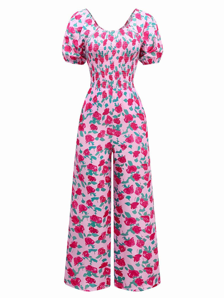 Combinaison rose à manches bouffantes années 1930
