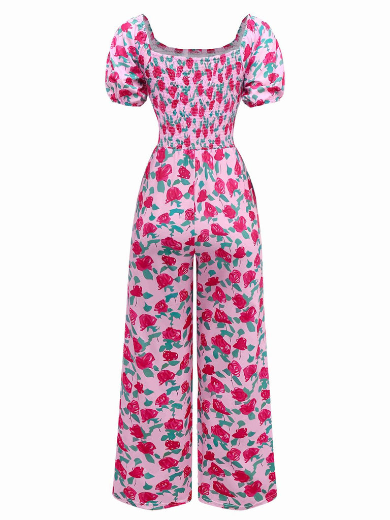Combinaison rose à manches bouffantes années 1930