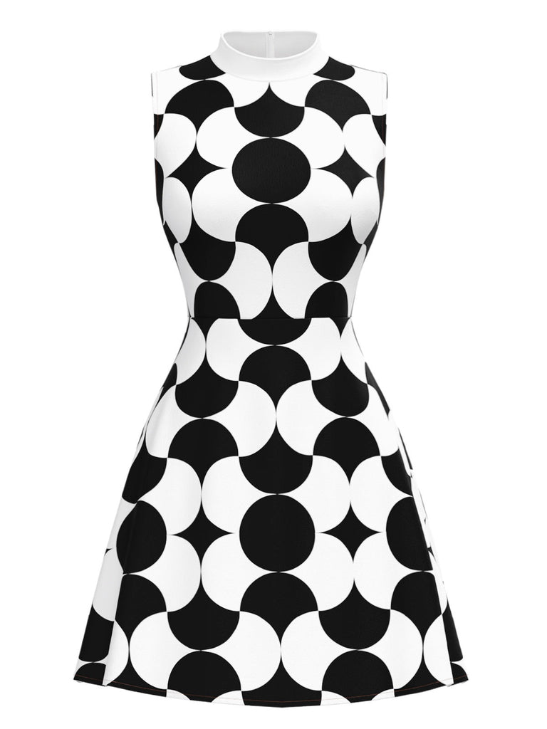 [Prévente] Robe motifs géométriques noir et blanc des années 1960