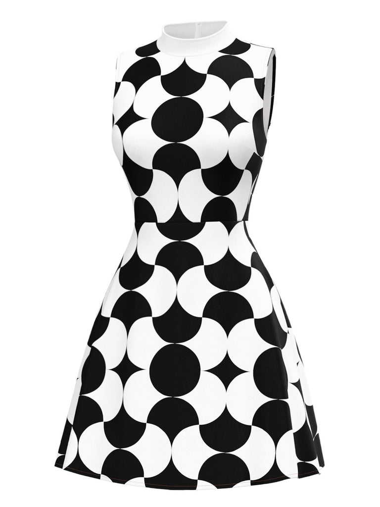 [Prévente] Robe motifs géométriques noir et blanc des années 1960