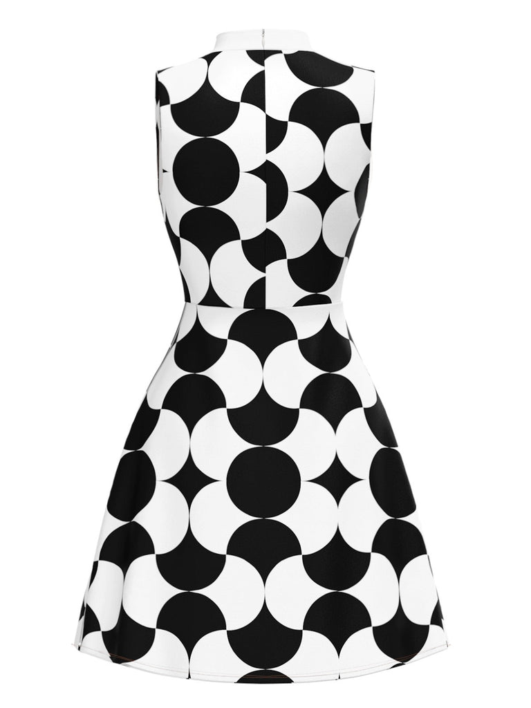[Prévente] Robe motifs géométriques noir et blanc des années 1960