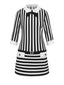 [Prévente] Robe rayée noire et blanche taille basse avec nœud années 1960