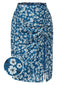 [Prévente] Jupe crayon bleue marguerites mousseline de soie années 1960