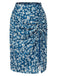 [Prévente] Jupe crayon bleue marguerites mousseline de soie années 1960