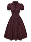 [Prévente] Robe rouge en coton à carreaux et revers années 1950