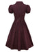 [Prévente] Robe rouge en coton à carreaux et revers années 1950