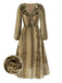[Prévente] Robe en mousseline à volants marron imprimé serpent des années 1980