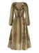 [Prévente] Robe en mousseline à volants marron imprimé serpent des années 1980