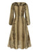 [Prévente] Robe en mousseline à volants marron imprimé serpent des années 1980