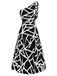 [Prévente] Robe col asymétrique noire et blanche à nœud géométrique années 1940