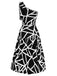[Prévente] Robe col asymétrique noire et blanche à nœud géométrique années 1940