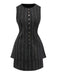 2PCS Costume sans manches avec jupe crayon noire à rayures fines des années 1960