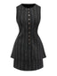 2PCS Costume sans manches avec jupe crayon noire à rayures fines des années 1960
