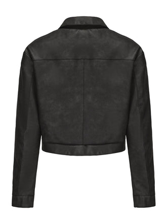 Veste en cuir à manches longues et revers années 1950