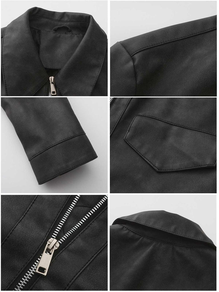 Veste en cuir à manches longues et revers années 1950