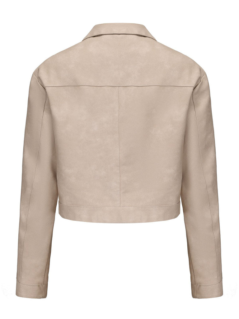 Veste en cuir à manches longues et revers années 1950