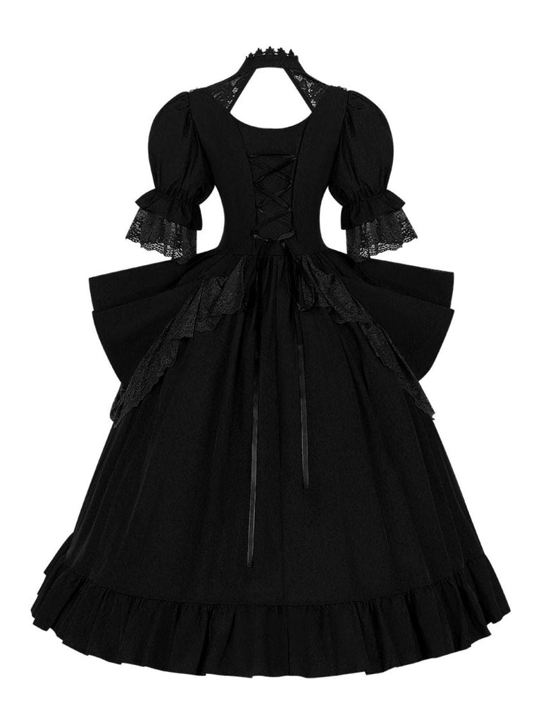 Robe patchwork en dentelle à col découpé palais années 1950